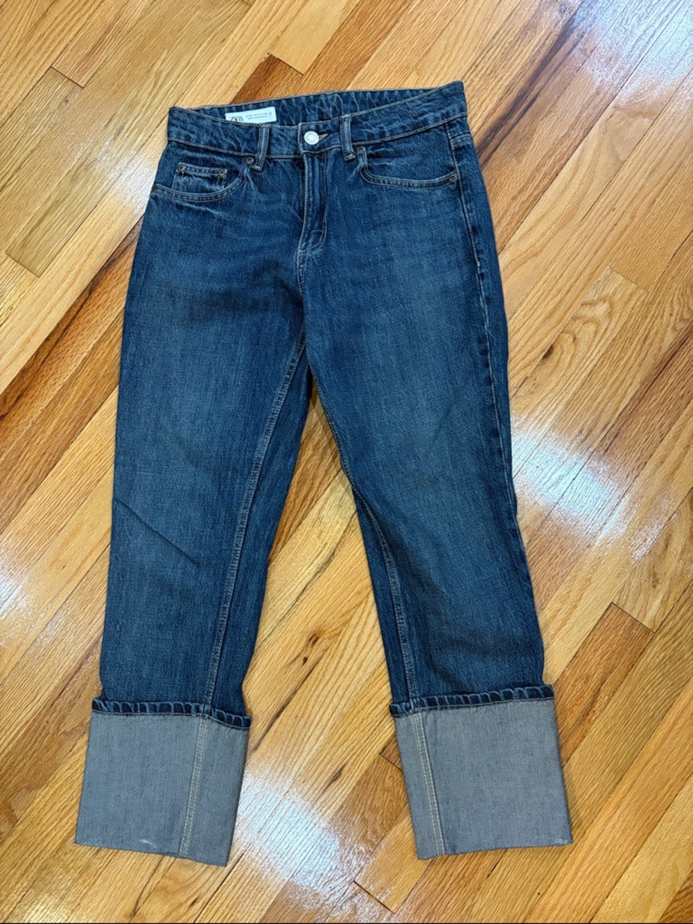 Zara Dark Blue Cuffed Jeans